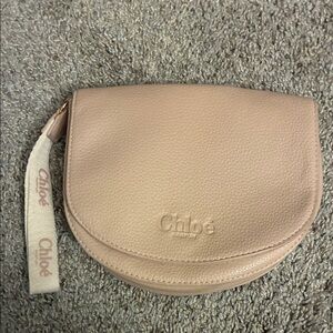 Blush Pink Pebbled Leather Wristlet Clutch